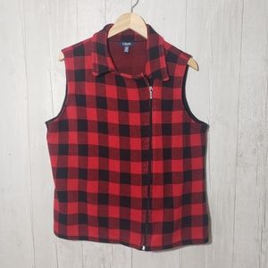 Chaps Ralph Lauren Womens XL Buffalo Plaid Aymmetrical Vest